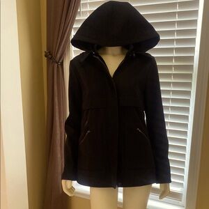 Fabletics Women's M Black zip with removable Hooded Jacket